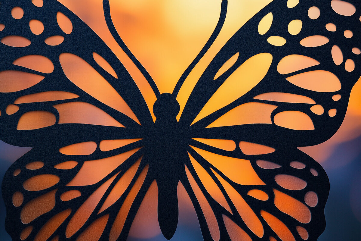 Σετ των 2 Intra απο ξύλο plywood 3mm-4mm πάχος – Paper Cut Butterfly Δίασταση  20x20 cm INTRAFABR-114379227