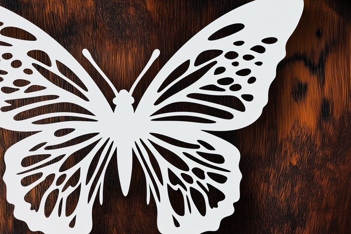 Σετ των 2 Intra απο ξύλο plywood 3mm-4mm πάχος – Paper Cut Butterfly Δίασταση  20x20 cm INTRAFABR-114379421