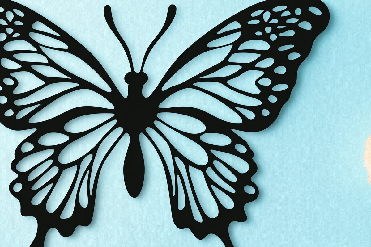 Σετ των 2 Intra απο ξύλο plywood 3mm-4mm πάχος – Paper Cut Butterfly Δίασταση  20x20 cm INTRAFABR-114387691