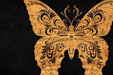 Σετ των 2 Intra απο ξύλο plywood 3mm-4mm πάχος – Paper Cut Butterfly Δίασταση  20x20 cm INTRAFABR-99896891