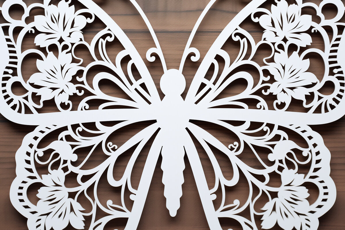 Σετ των 2 Intra απο ξύλο plywood 3mm-4mm πάχος – Paper Cut Butterfly Δίασταση  20x20 cm INTRAFABR-90412481