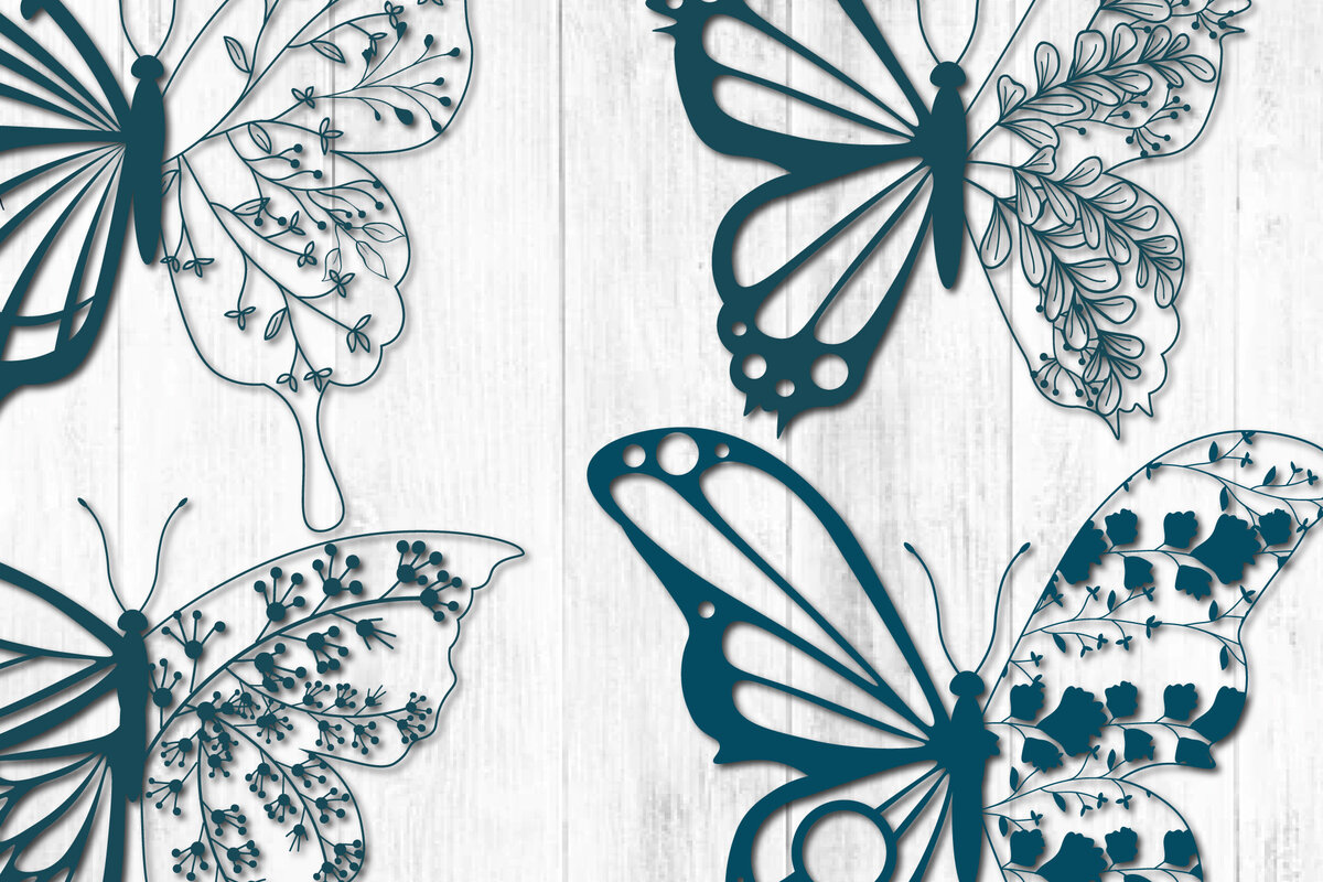 Σετ των 2 Intra απο ξύλο plywood 3mm-4mm πάχος – Δέσμη αγριολούλουδου με χάρτινη κοπή πεταλούδας Δίασταση  20x20 cm INTRAFABR-30578103