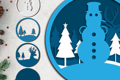 Σετ των 2 Intra απο ξύλο plywood 3mm-4mm πάχος – Χριστουγεννιάτικο τρισδιάστατο πρότυπο κοπής χαρτιού Δίασταση  20x20 cm INTRAFABR-78915143