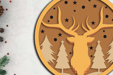 Σετ των 2 Intra απο ξύλο plywood 3mm-4mm πάχος – Χριστουγεννιάτικο τρισδιάστατο πρότυπο κοπής χαρτιού Δίασταση  20x20 cm INTRAFABR-78915147