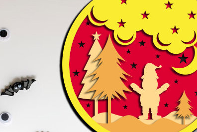 Σετ των 2 Intra απο ξύλο plywood 3mm-4mm πάχος – Χριστουγεννιάτικο τρισδιάστατο πρότυπο κοπής χαρτιού Δίασταση  20x20 cm INTRAFABR-78915136