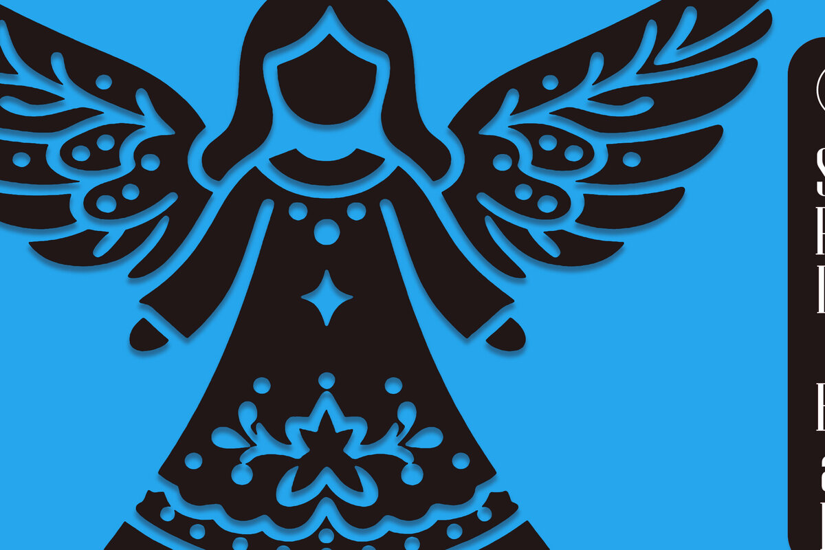 Σετ των 2 Intra απο ξύλο plywood 3mm-4mm πάχος – Paper Cut Christmas Angel Δίασταση  20x20 cm INTRAFABR-111060844