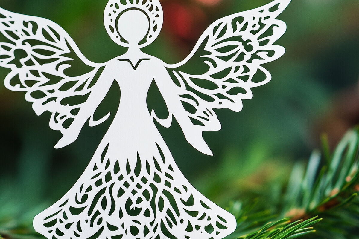 Σετ των 2 Intra απο ξύλο plywood 3mm-4mm πάχος – Κόψιμο αρχείο Χριστουγέννων Angel σε χαρτί Δίασταση  20x20 cm INTRAFABR-107350294