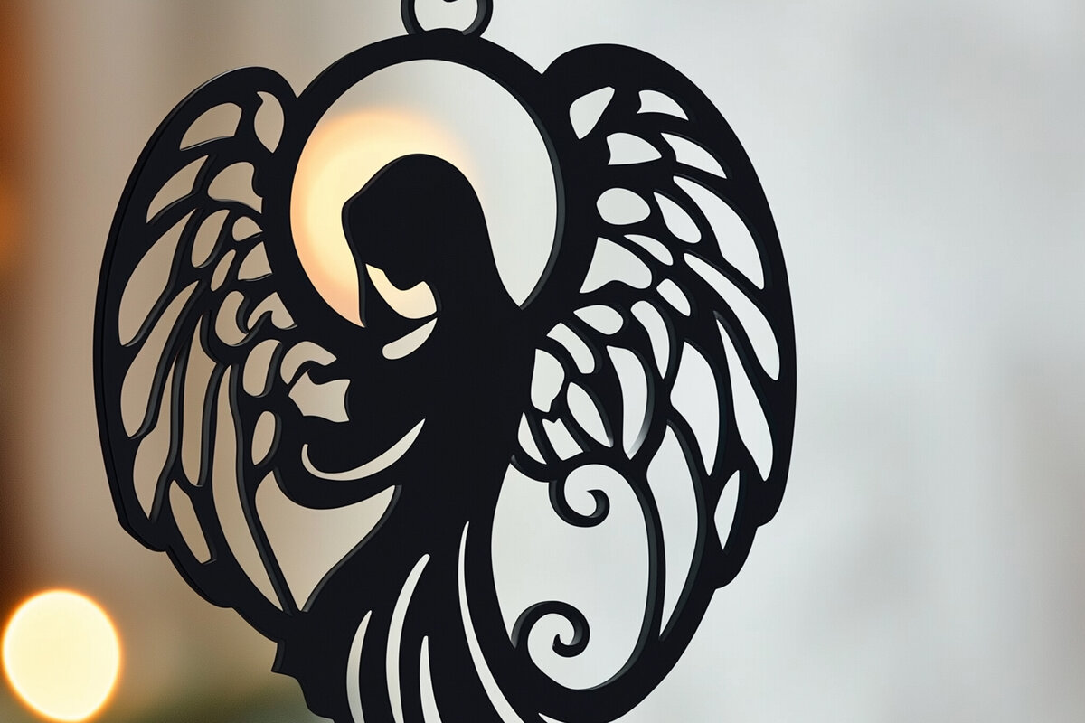 Σετ των 2 Intra απο ξύλο plywood 3mm-4mm πάχος – Paper Cut Christmas Angel Δίασταση  20x20 cm INTRAFABR-107871714