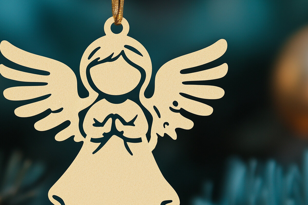 Σετ των 2 Intra απο ξύλο plywood 3mm-4mm πάχος – Paper Cut Christmas Angel Δίασταση  20x20 cm INTRAFABR-107872662