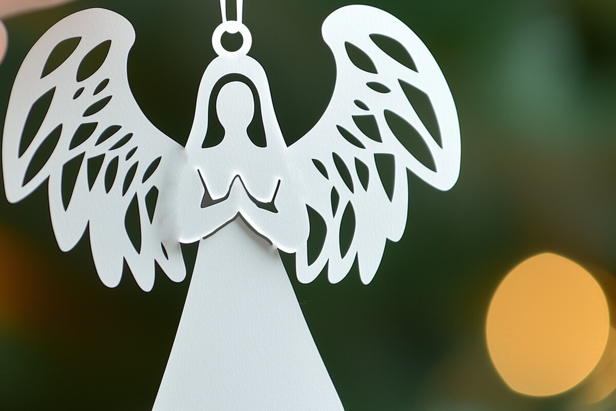 Σετ των 2 Intra απο ξύλο plywood 3mm-4mm πάχος – Paper Cut Christmas Angel Δίασταση  20x20 cm INTRAFABR-107873041