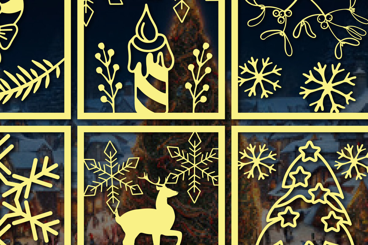 Σετ των 2 Intra απο ξύλο plywood 3mm-4mm πάχος – Πακέτο χριστουγεννιάτικων καρτών με χαρτί Δίασταση  20x20 cm INTRAFABR-53940139