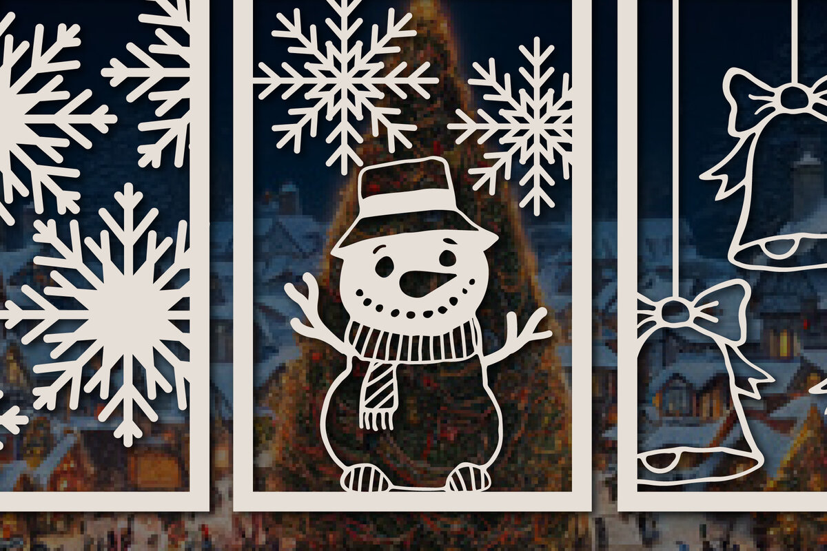 Σετ των 2 Intra απο ξύλο plywood 3mm-4mm πάχος – Πακέτο χριστουγεννιάτικων καρτών με χαρτί Δίασταση  20x20 cm INTRAFABR-53573928