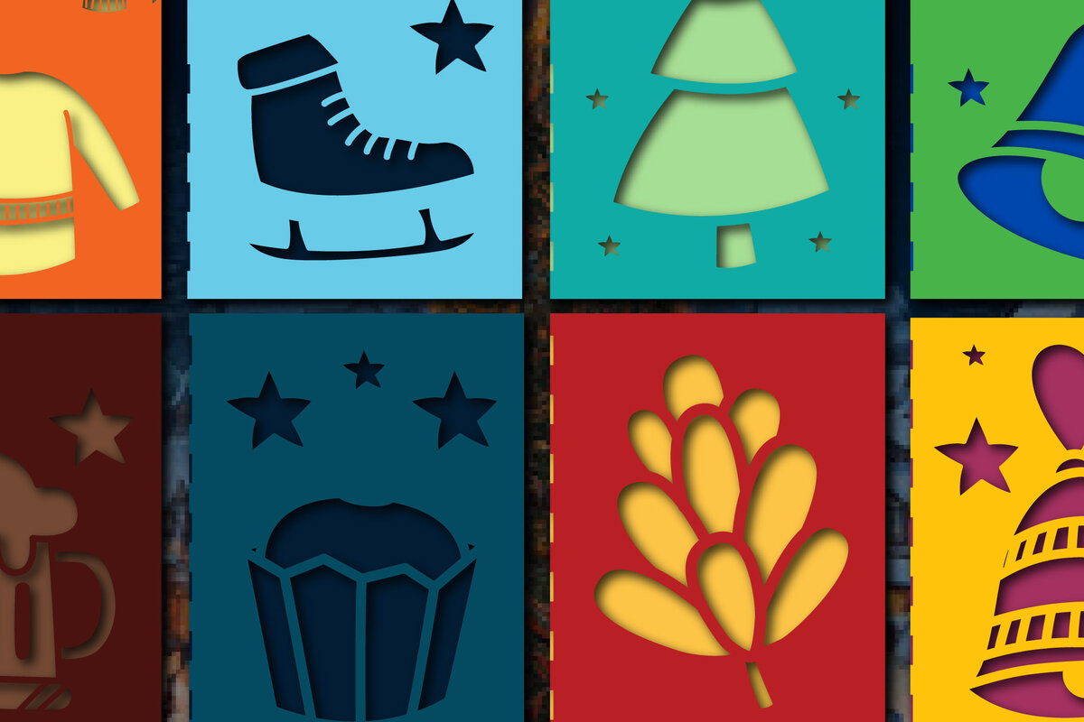 Σετ των 2 Intra απο ξύλο plywood 3mm-4mm πάχος – Πακέτο χριστουγεννιάτικων καρτών με χαρτί Δίασταση  20x20 cm INTRAFABR-53853132