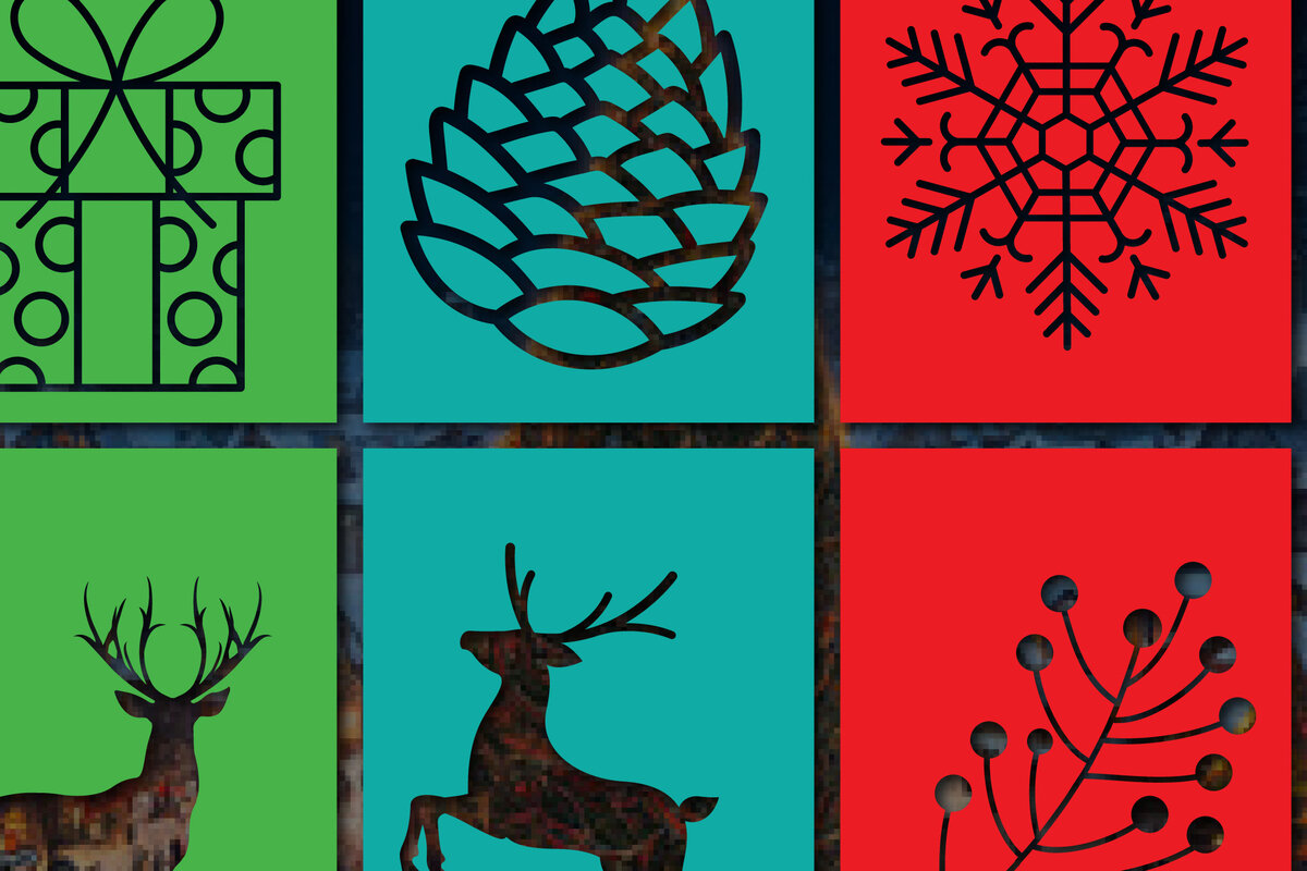 Σετ των 2 Intra απο ξύλο plywood 3mm-4mm πάχος – Πακέτο χριστουγεννιάτικων καρτών με χαρτί Δίασταση  20x20 cm INTRAFABR-53854226