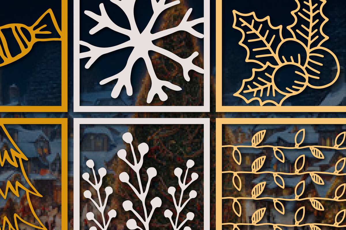 Σετ των 2 Intra απο ξύλο plywood 3mm-4mm πάχος – Πακέτο χριστουγεννιάτικων καρτών με χαρτί Δίασταση  20x20 cm INTRAFABR-53934402