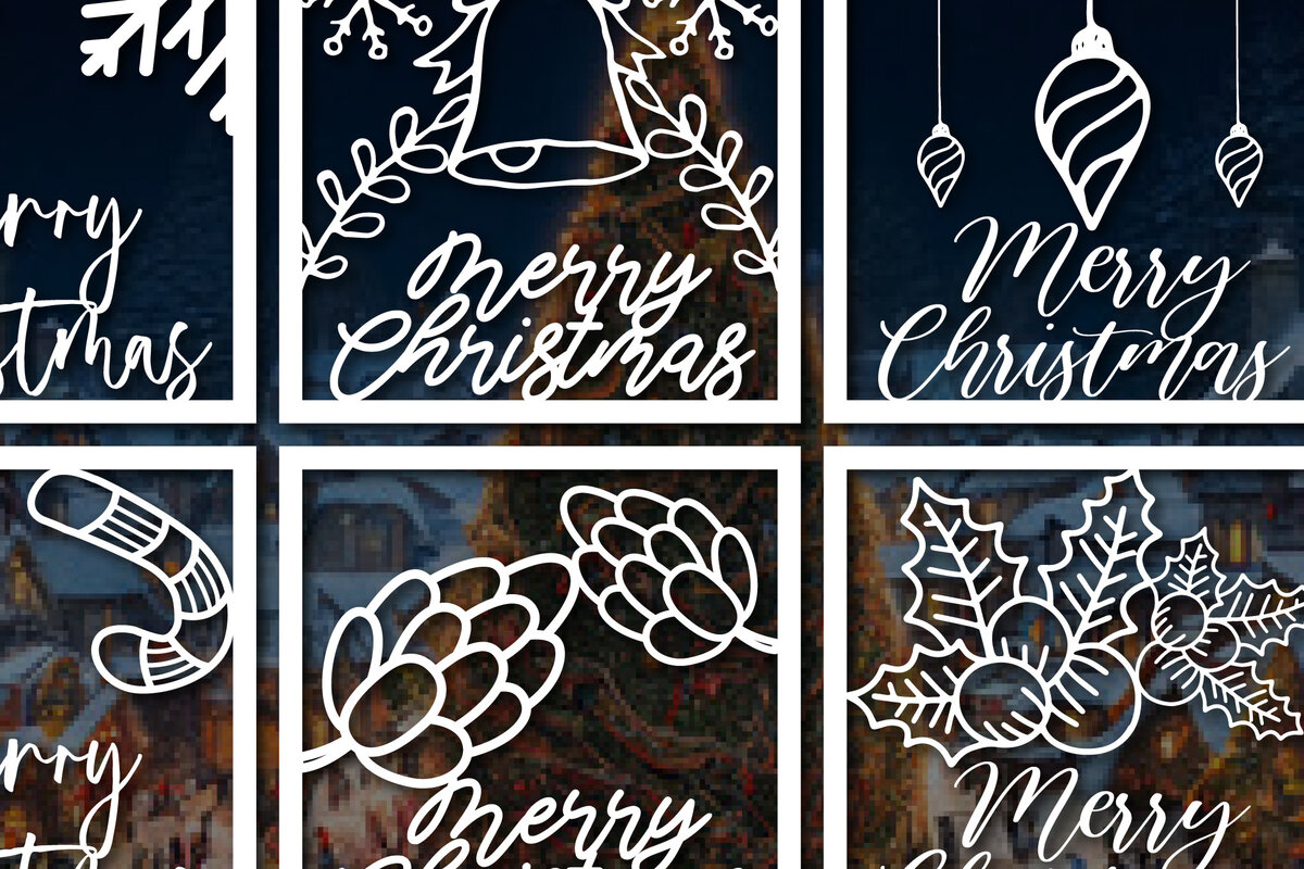 Σετ των 2 Intra απο ξύλο plywood 3mm-4mm πάχος – Πακέτο χριστουγεννιάτικων καρτών με χαρτί Δίασταση  20x20 cm INTRAFABR-53937353