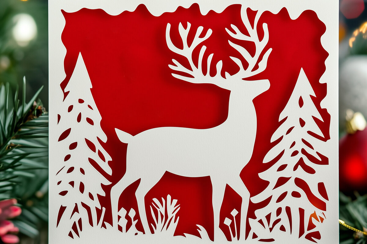 Σετ των 2 Intra απο ξύλο plywood 3mm-4mm πάχος – Κοπή χαρτιού Χριστουγεννιάτικη κάρτα Δίασταση  20x20 cm INTRAFABR-106720931