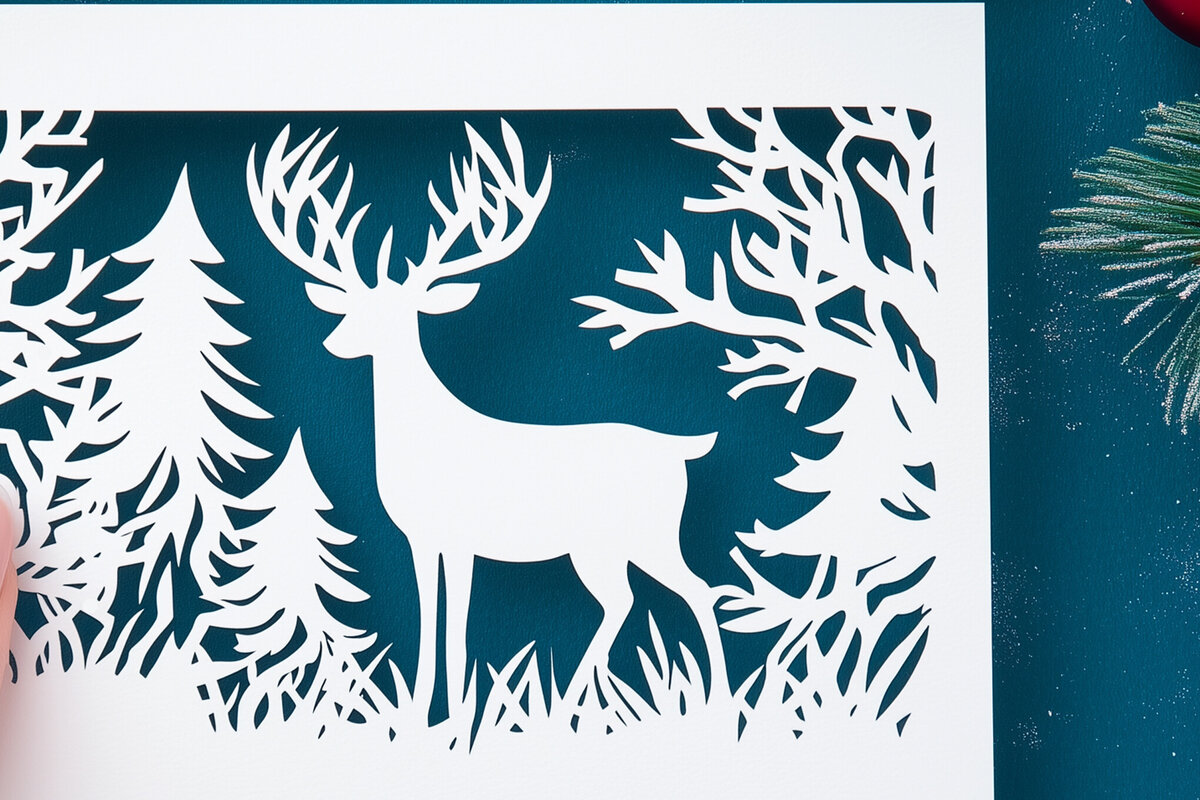 Σετ των 2 Intra απο ξύλο plywood 3mm-4mm πάχος – Κοπή χαρτιού Χριστουγεννιάτικη κάρτα Δίασταση  20x20 cm INTRAFABR-106724866