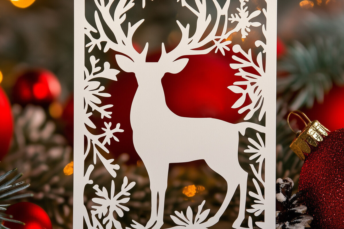 Σετ των 2 Intra απο ξύλο plywood 3mm-4mm πάχος – Κοπή χαρτιού Χριστουγεννιάτικη κάρτα Δίασταση  20x20 cm INTRAFABR-106725104