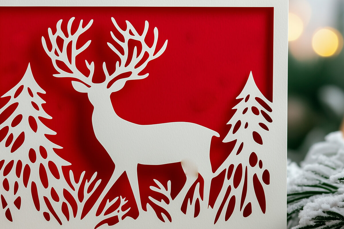 Σετ των 2 Intra απο ξύλο plywood 3mm-4mm πάχος – Κοπή χαρτιού Χριστουγεννιάτικη κάρτα Δίασταση  20x20 cm INTRAFABR-106735989