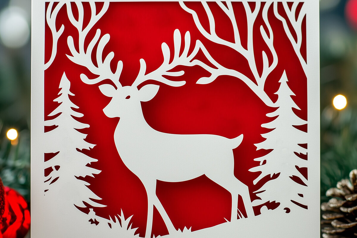 Σετ των 2 Intra απο ξύλο plywood 3mm-4mm πάχος – Κοπή χαρτιού Χριστουγεννιάτικη κάρτα Δίασταση  20x20 cm INTRAFABR-106738035