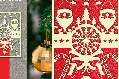 Σετ των 2 Intra απο ξύλο plywood 3mm-4mm πάχος –  Χριστουγεννιάτικης Κάρτας με χαρτί. Δίασταση  20x20 cm INTRAFABR-76736976