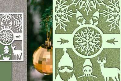 Σετ των 2 Intra απο ξύλο plywood 3mm-4mm πάχος –  Χριστουγεννιάτικης Κάρτας με χαρτί. Δίασταση  20x20 cm INTRAFABR-76737014