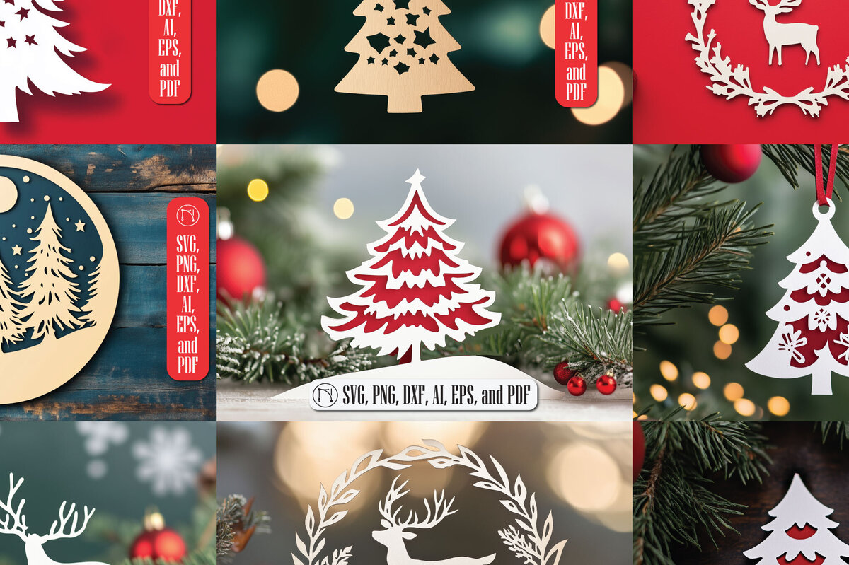 Σετ των 2 Intra απο ξύλο plywood 3mm-4mm πάχος – Δέσμη Χριστουγεννιάτικης Διακόσμησης Χαρτιού Δίασταση  20x20 cm INTRAFABR-106802570