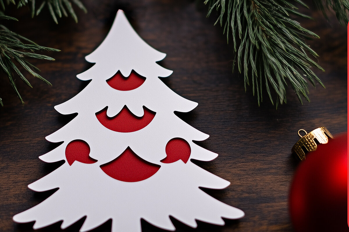 Σετ των 2 Intra απο ξύλο plywood 3mm-4mm πάχος – Κοπή χαρτιού Χριστουγεννιάτικη διακόσμηση Δίασταση  20x20 cm INTRAFABR-106780775