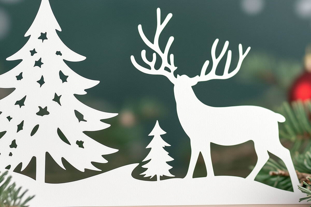 Σετ των 2 Intra απο ξύλο plywood 3mm-4mm πάχος – Κοπή χαρτιού Χριστουγεννιάτικη διακόσμηση Δίασταση  20x20 cm INTRAFABR-106781497