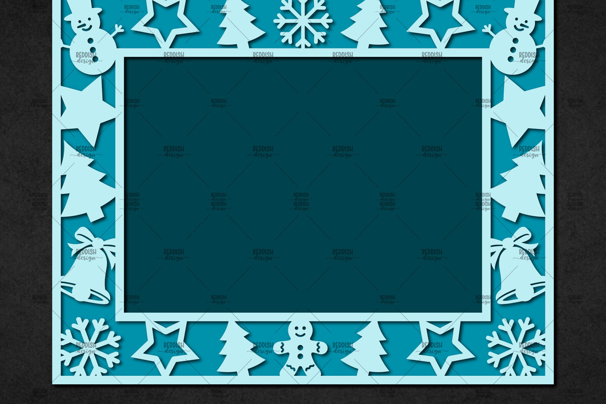 Σετ των 2 Intra απο ξύλο plywood 3mm-4mm πάχος – Χριστουγεννιάτικη κορνίζα με χαρτί, κορνίζα Δίασταση  20x20 cm INTRAFABR-113325707