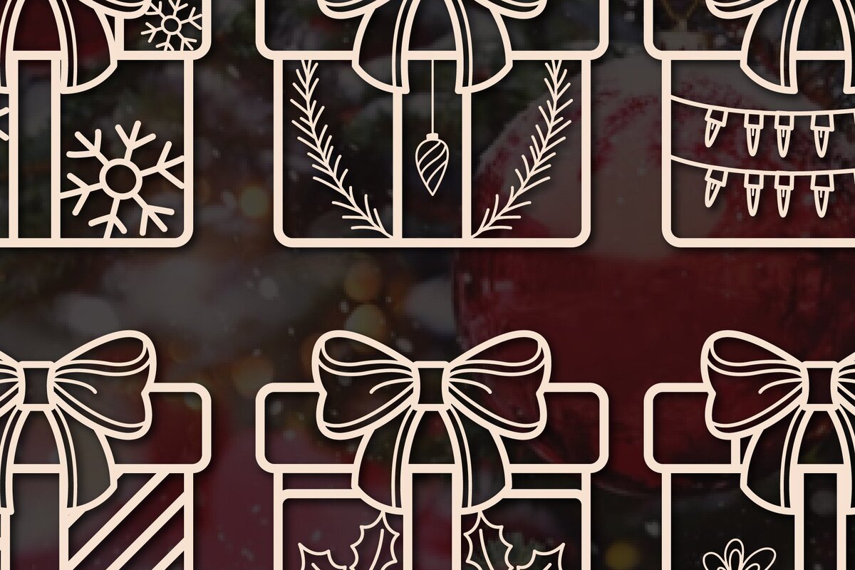 Σετ των 2 Intra απο ξύλο plywood 3mm-4mm πάχος – Χριστουγεννιάτικο κουτί δώρου κομμένο χαρτί Πακέτο Δίασταση  20x20 cm INTRAFABR-46176905