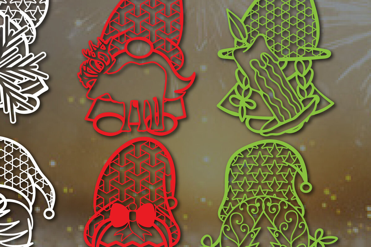 Σετ των 2 Intra απο ξύλο plywood 3mm-4mm πάχος – Πακέτο Χριστουγεννιάτικου Gnome Cut Paper Δίασταση  20x20 cm INTRAFABR-52547244