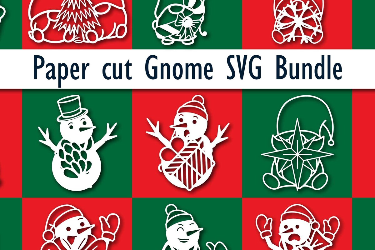 Σετ των 2 Intra απο ξύλο plywood 3mm-4mm πάχος – Πακέτο Χριστουγεννιάτικου Gnome Cut Paper Δίασταση  20x20 cm INTRAFABR-75070041