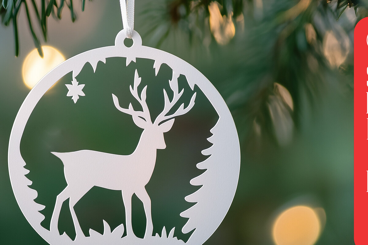 Σετ των 2 Intra απο ξύλο plywood 3mm-4mm πάχος – Χριστουγεννιάτικη κρεμαστή διακόσμηση με χαρτί Δίασταση  20x20 cm INTRAFABR-107224469