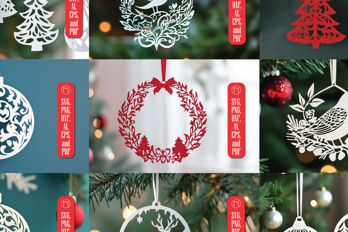 Σετ των 2 Intra απο ξύλο plywood 3mm-4mm πάχος – Πακέτο Χριστουγεννιάτικο Κρεμαστό χαρτί Δίασταση  20x20 cm INTRAFABR-107250919