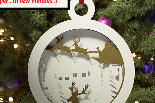 Σετ των 2 Intra απο ξύλο plywood 3mm-4mm πάχος – Χάρτινο χριστουγεννιάτικο στολίδι Easy Δίασταση  20x20 cm INTRAFABR-18568441