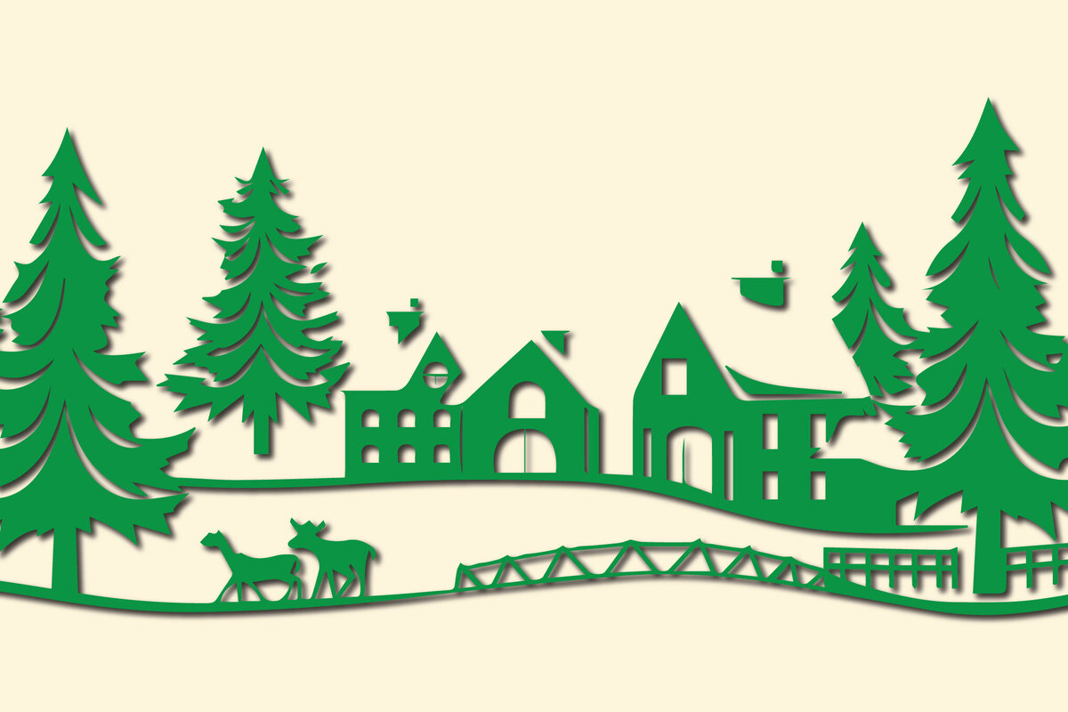 Σετ των 2 Intra απο ξύλο plywood 3mm-4mm πάχος – Χαρτόκοπη Χριστουγεννιάτικη Σκηνή Δίασταση  20x20 cm INTRAFABR-85444338