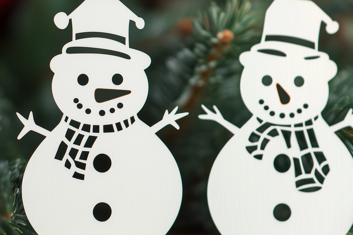 Σετ των 2 Intra απο ξύλο plywood 3mm-4mm πάχος – Χαρτοκόψιμο Χριστουγεννιάτικο Χιονάνθρωπο Δίασταση  20x20 cm INTRAFABR-105125966