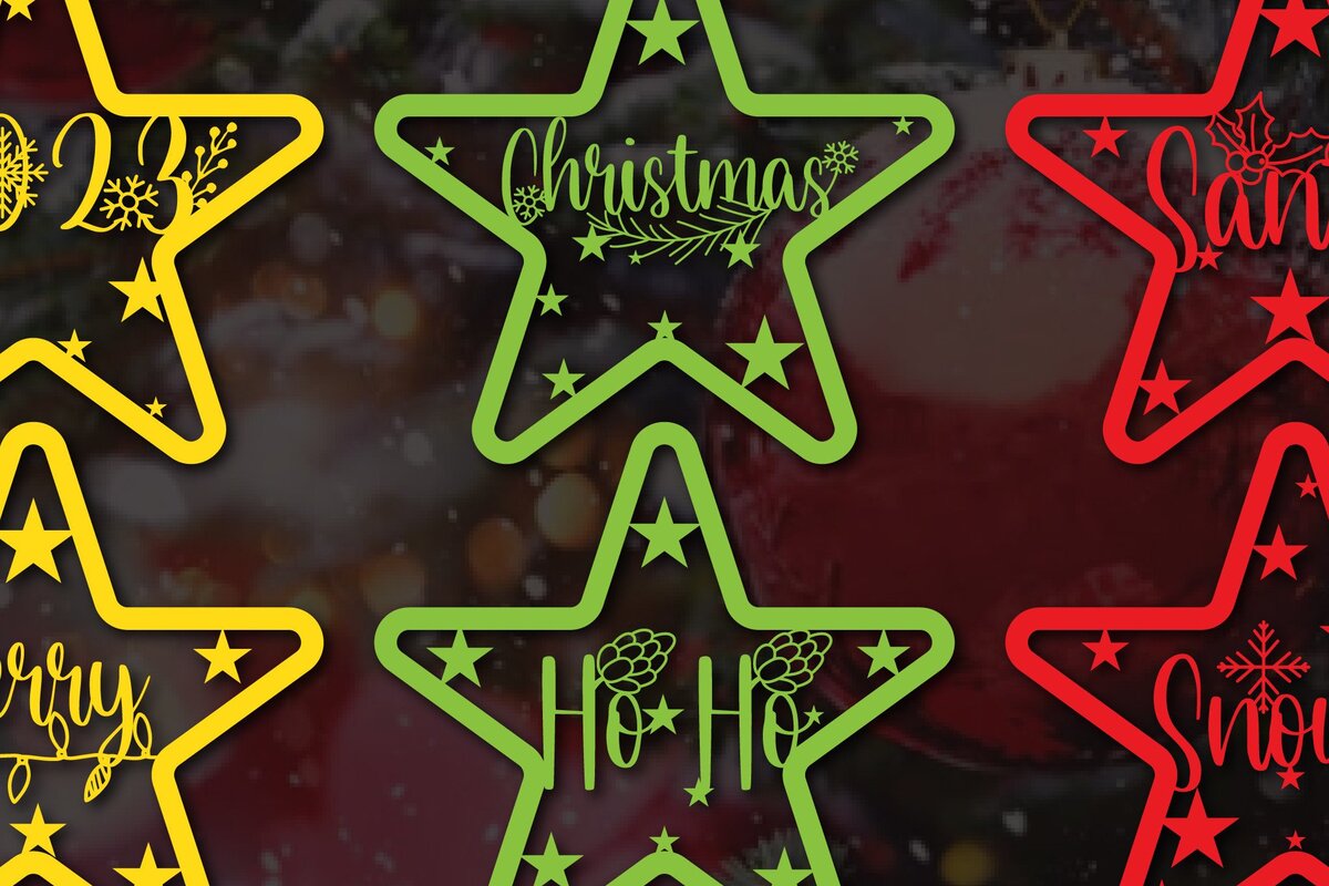 Σετ των 2 Intra απο ξύλο plywood 3mm-4mm πάχος – Πακέτο διακόσμησης Χριστουγεννιάτικου αστεριού σε χαρτί Δίασταση  20x20 cm INTRAFABR-46238416