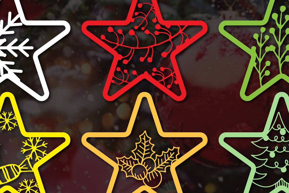 Σετ των 2 Intra απο ξύλο plywood 3mm-4mm πάχος – Πακέτο Χριστουγεννιάτικου Αστέρι κομμένο χαρτί Δίασταση  20x20 cm INTRAFABR-46240402