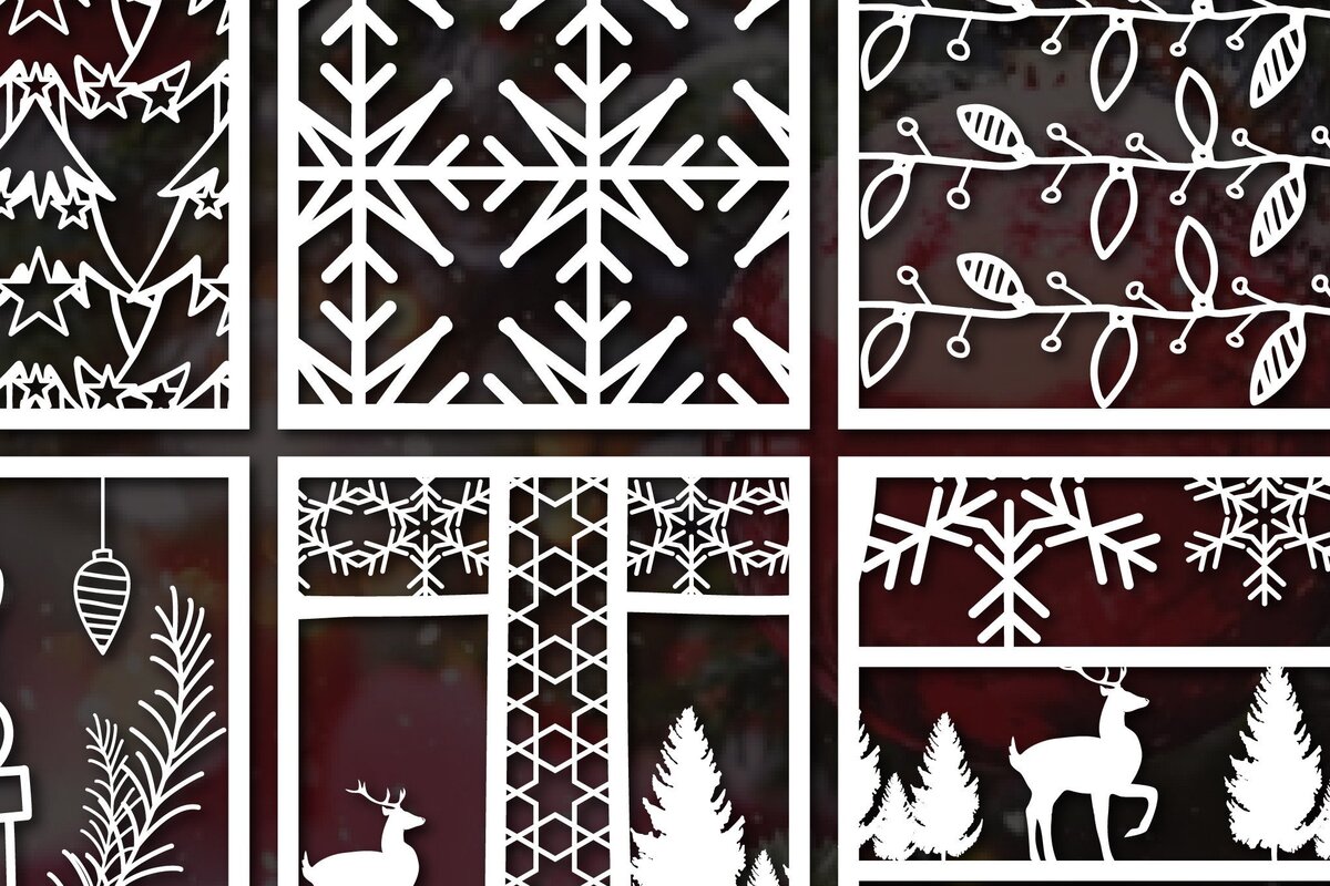 Σετ των 2 Intra απο ξύλο plywood 3mm-4mm πάχος – Paper Cut Christmas Bundle Δίασταση  20x20 cm INTRAFABR-46164487