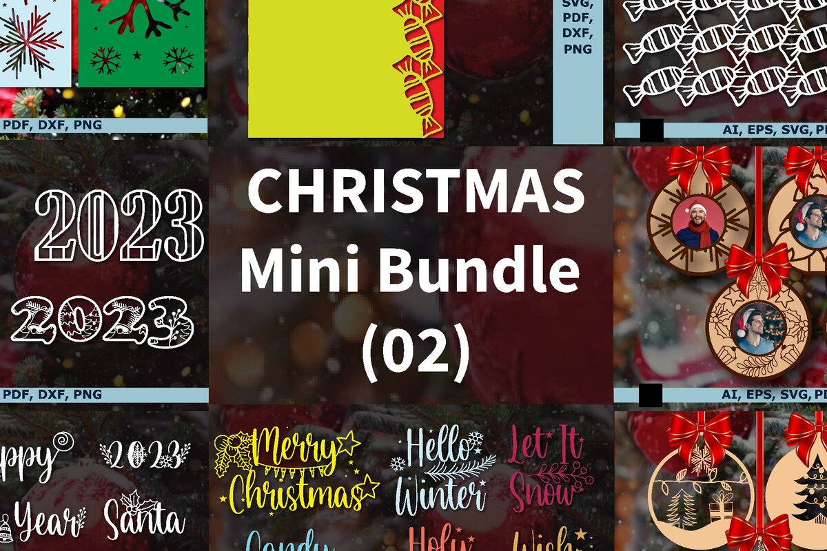 Σετ των 2 Intra απο ξύλο plywood 3mm-4mm πάχος – Paper Cut Christmas Bundle Δίασταση  20x20 cm INTRAFABR-46096194