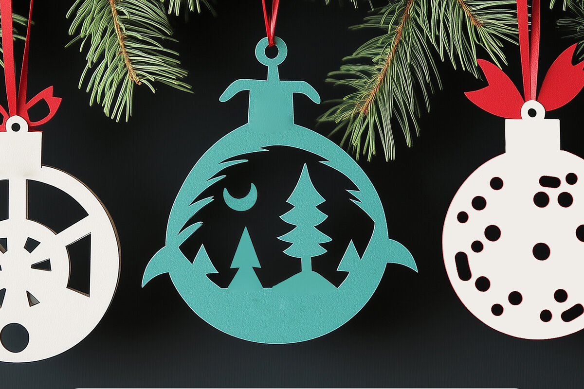 Σετ των 2 Intra απο ξύλο plywood 3mm-4mm πάχος – Κόψιμο από χαρτί χριστουγεννιάτικο κομμένο αρχείο Δίασταση  20x20 cm INTRAFABR-108222366