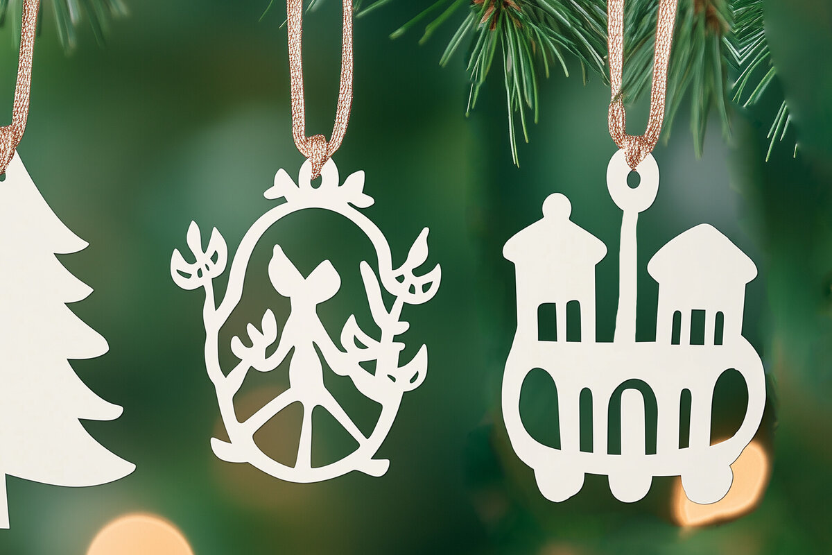 Σετ των 2 Intra απο ξύλο plywood 3mm-4mm πάχος – Κόψιμο από χαρτί χριστουγεννιάτικο κομμένο αρχείο Δίασταση  20x20 cm INTRAFABR-108222628