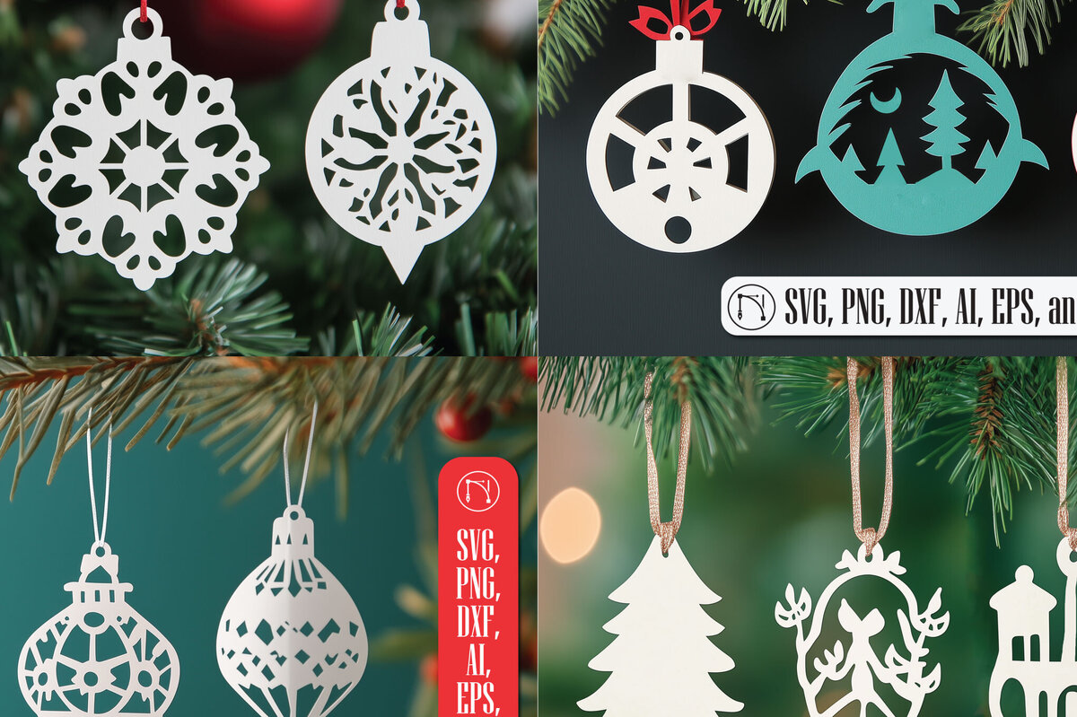 Σετ των 2 Intra απο ξύλο plywood 3mm-4mm πάχος – Πακέτο με χριστουγεννιάτικο παιχνίδι κομμένο με χαρτί Δίασταση  20x20 cm INTRAFABR-108281268