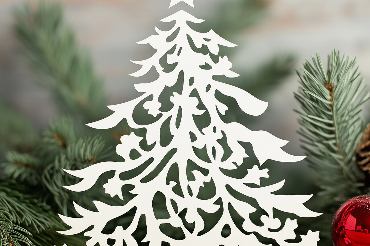 Σετ των 2 Intra απο ξύλο plywood 3mm-4mm πάχος – Κόψιμο από χαρτί χριστουγεννιάτικο δέντρο Δίασταση  20x20 cm INTRAFABR-108009094