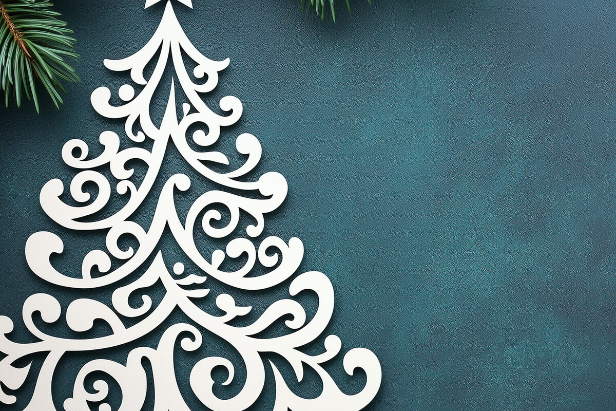 Σετ των 2 Intra απο ξύλο plywood 3mm-4mm πάχος – Κόψιμο από χαρτί χριστουγεννιάτικο δέντρο Δίασταση  20x20 cm INTRAFABR-108011411