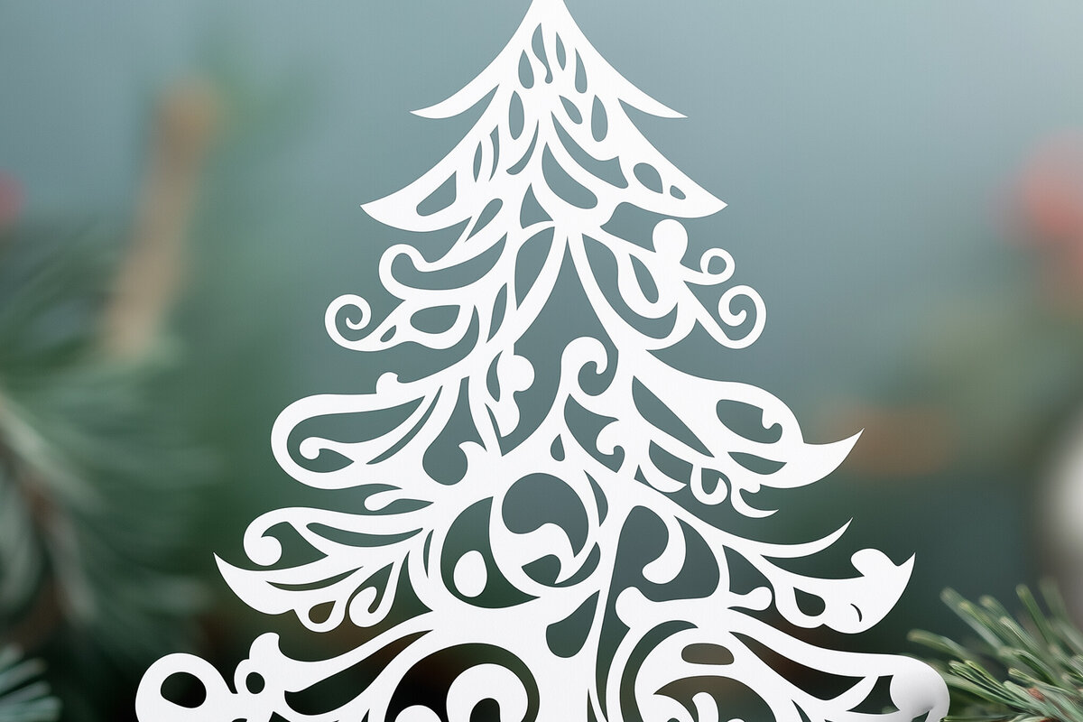 Σετ των 2 Intra απο ξύλο plywood 3mm-4mm πάχος – Κόψιμο από χαρτί χριστουγεννιάτικο δέντρο Δίασταση  20x20 cm INTRAFABR-108041412