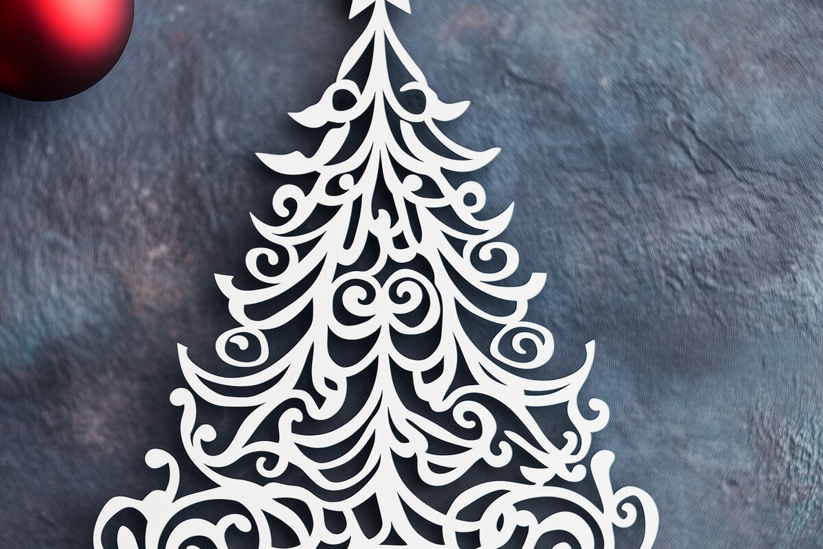 Σετ των 2 Intra απο ξύλο plywood 3mm-4mm πάχος – Κόψιμο από χαρτί χριστουγεννιάτικο δέντρο Δίασταση  20x20 cm INTRAFABR-108084561